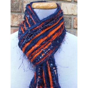 AUBURN TIGERS Scarf Handmade War Eagle Game Day Orange Blue Eyelash Yarn